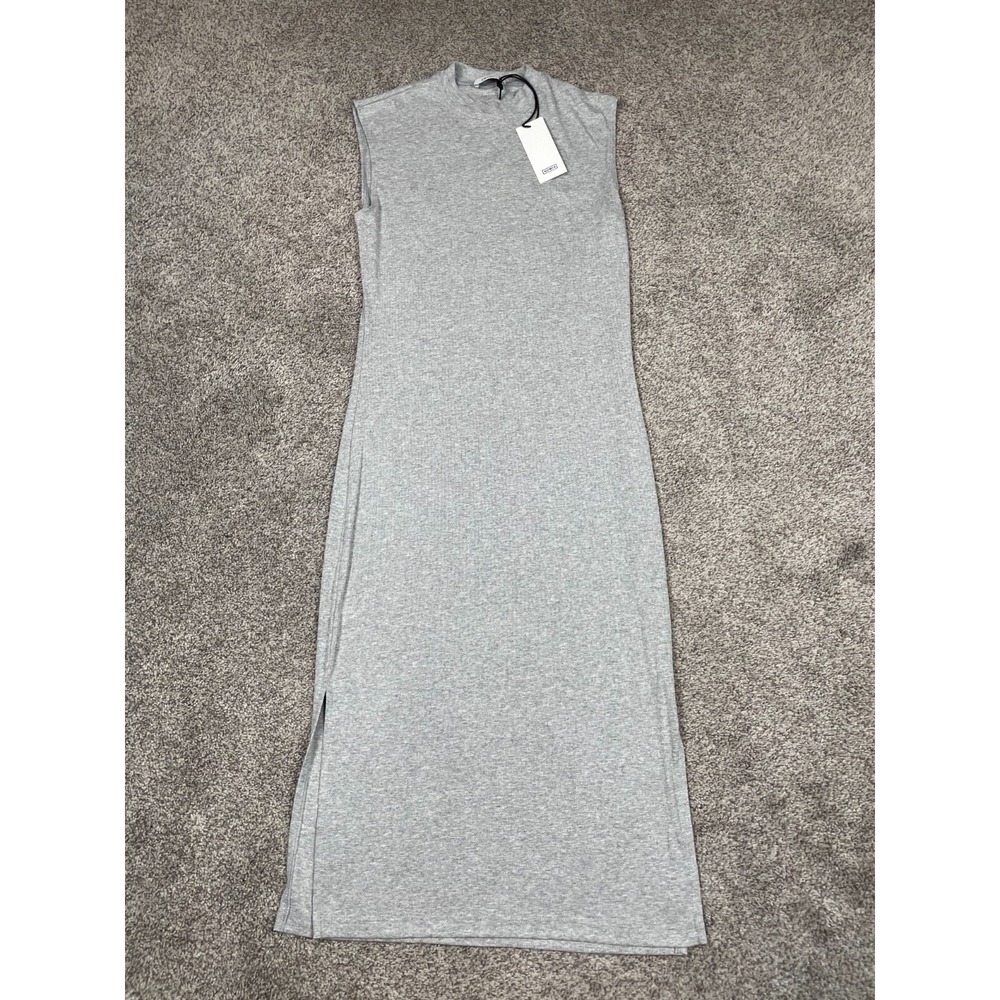 Nomia Dress Womens XS Midi Mockneck Bodycon Minimal Quiet Luxury Preppy Boho NEW